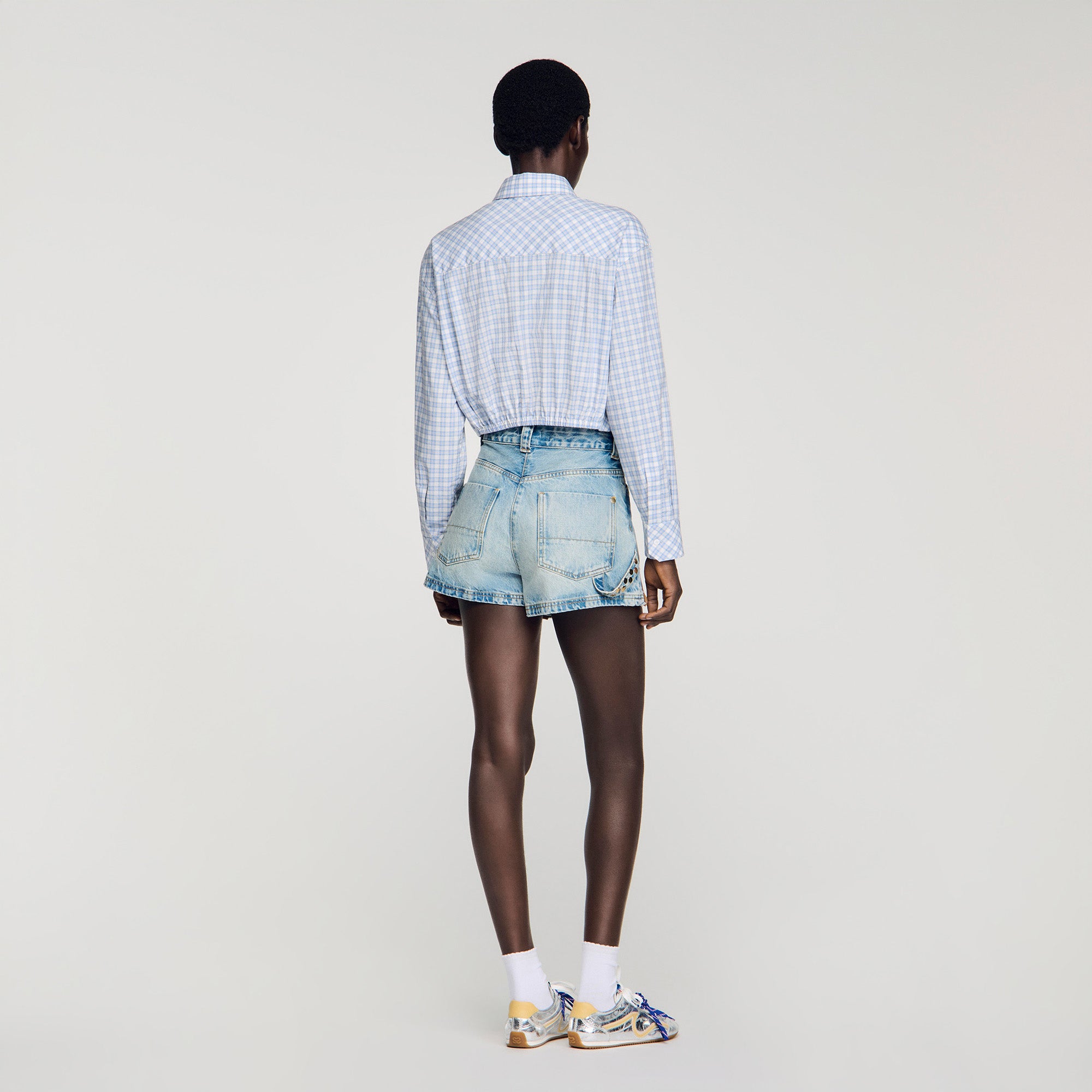 Edenis Short Checked Shirt BLU / WHITE