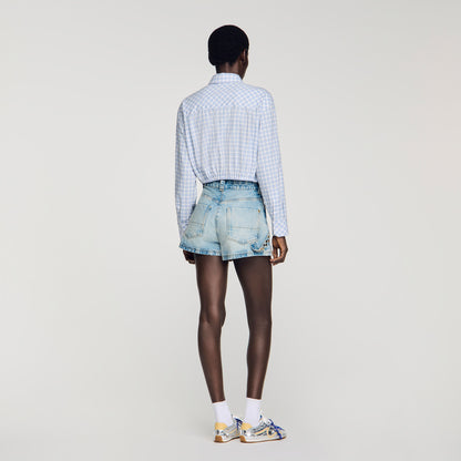 Edenis Short Checked Shirt BLU / WHITE
