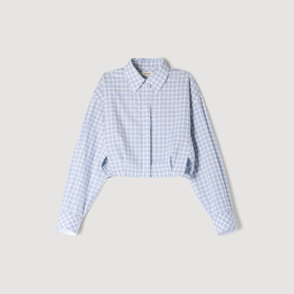 Edenis Short Checked Shirt BLU / WHITE