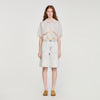 Artemie Cropped Striped Cotton Shirt Ecru / Bleu