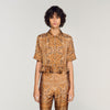 Bandana Print Cropped Shirt Brown Black