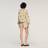 Nilla Striped Shirt, Floral Embroidery Olive Green