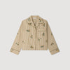 Nilla Striped Shirt, Floral Embroidery Olive Green