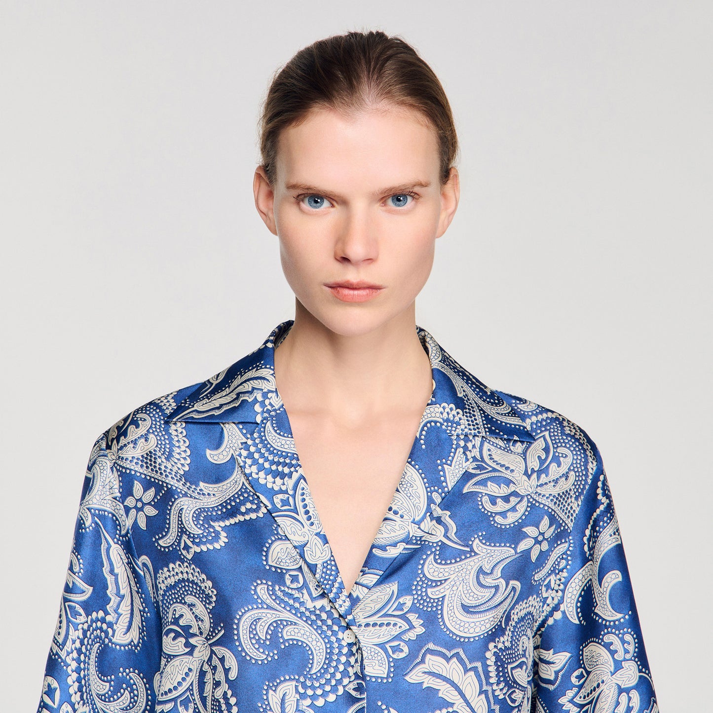 Pierlat Floral Print Shirt BLUE / ECRU