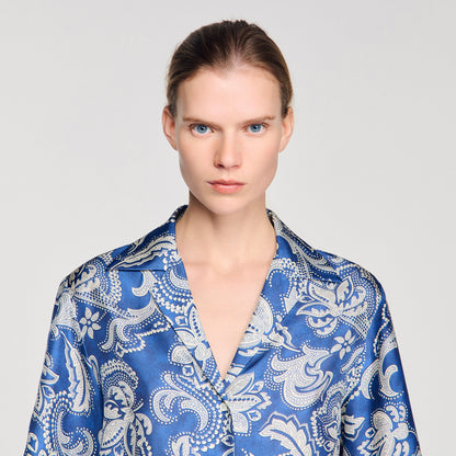 Pierlat Floral Print Shirt BLUE / ECRU