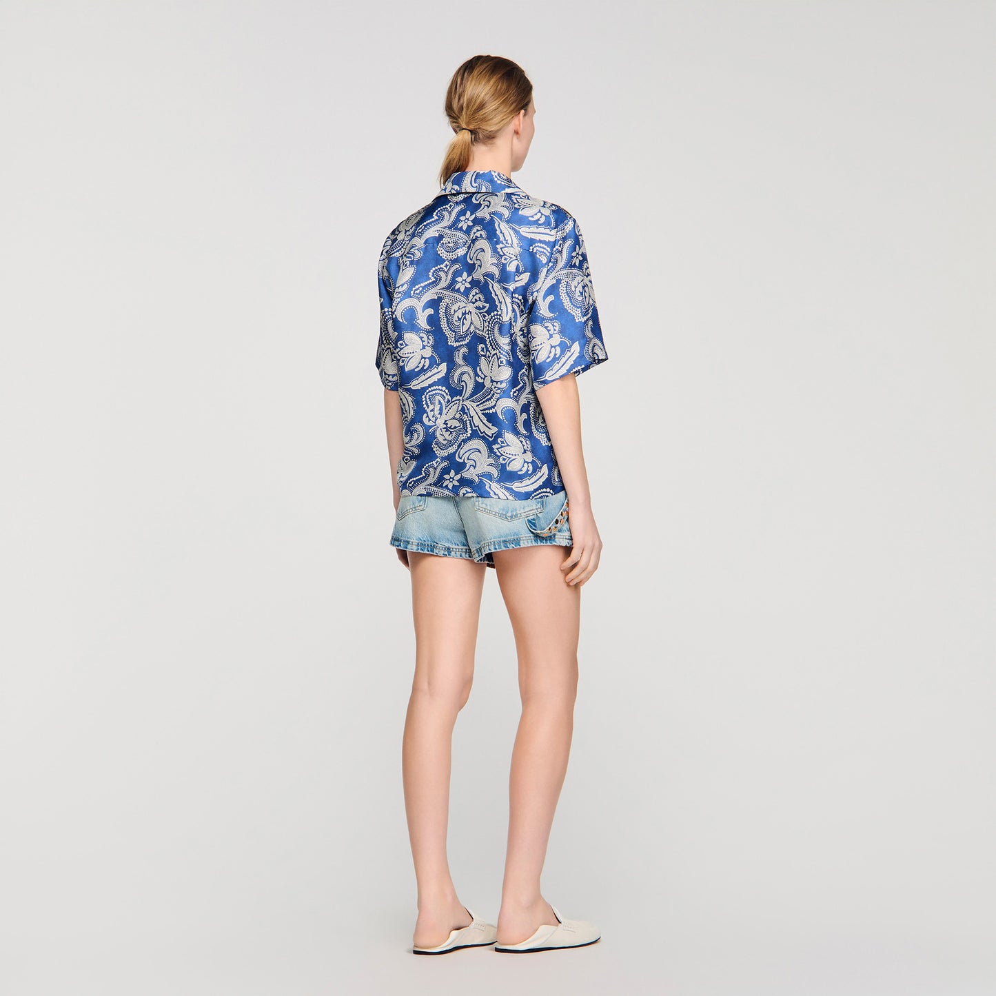 Pierlat Floral Print Shirt BLUE / ECRU