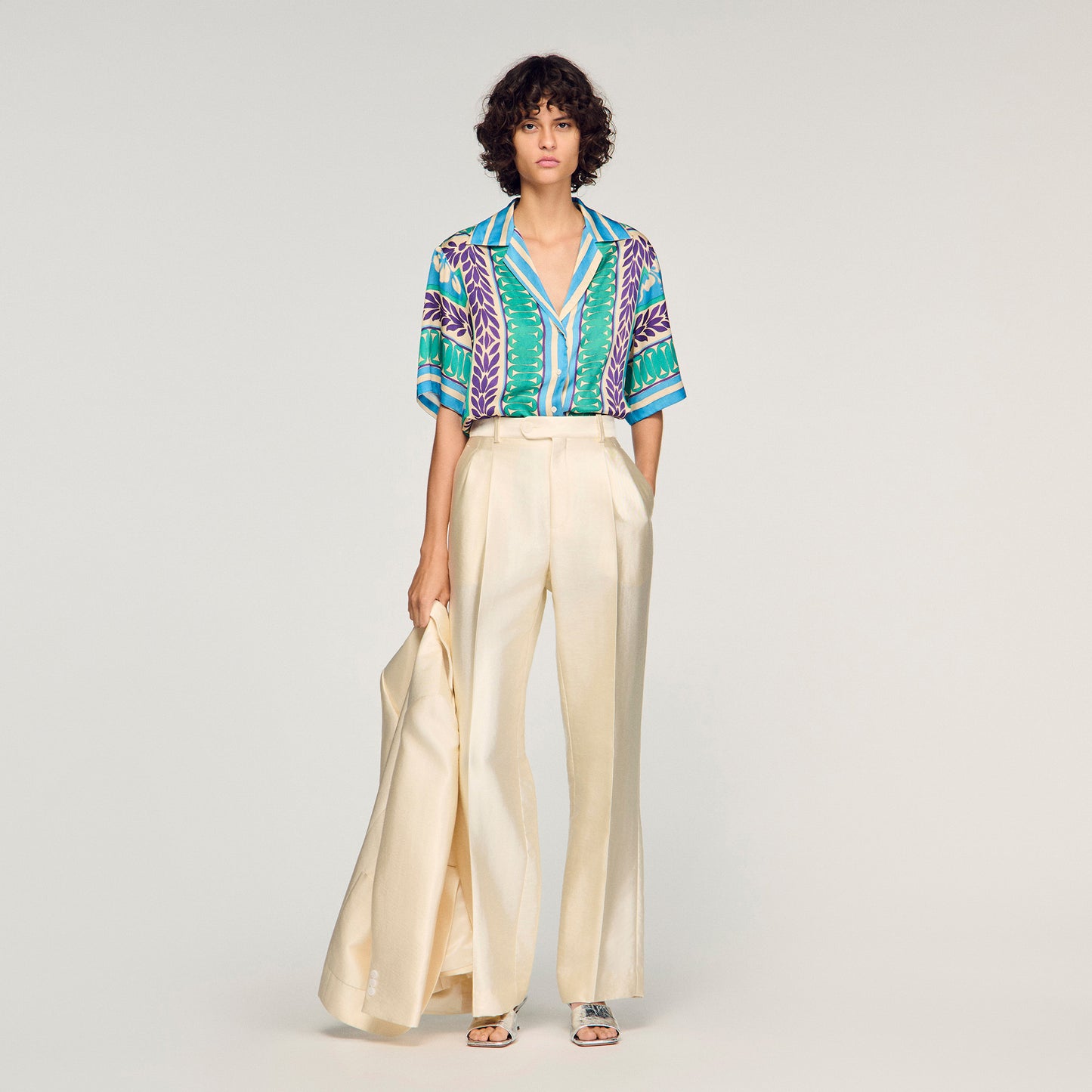 Solange Flower Print Shirt Green / Purple