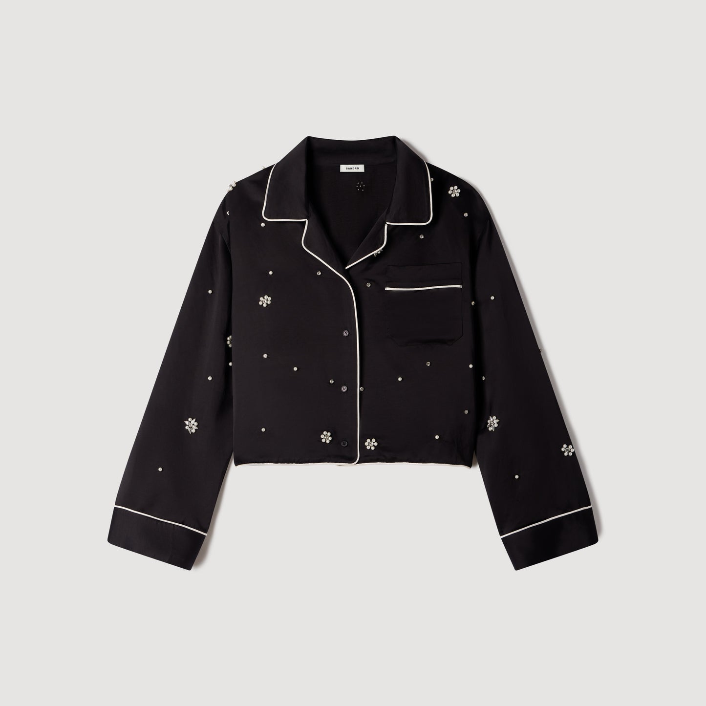 Nerissea  Shirt with beads & rhinestones  Black