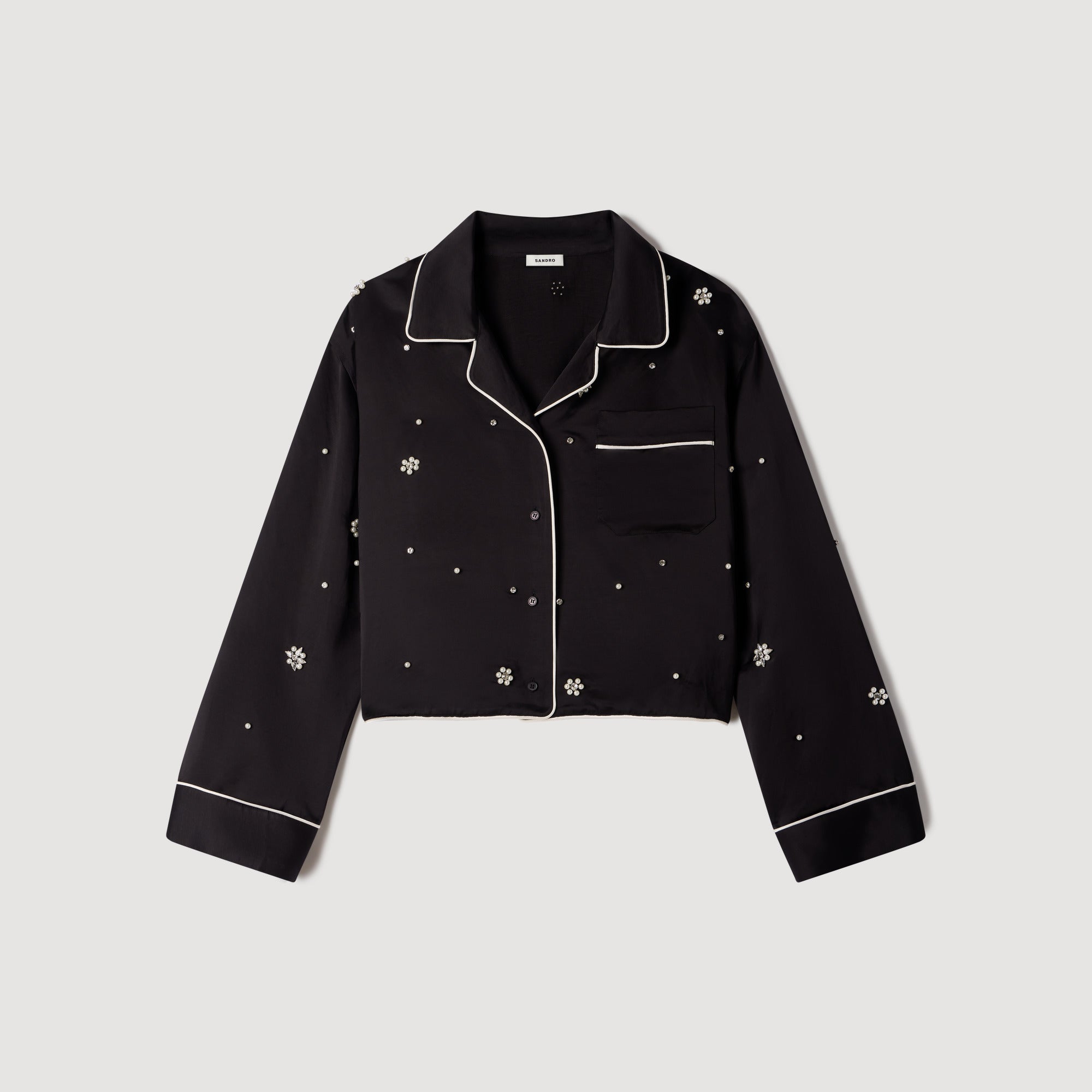 Nerissea  Shirt with beads & rhinestones  Black