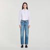 Abigail Pleated shirt with origami collar White