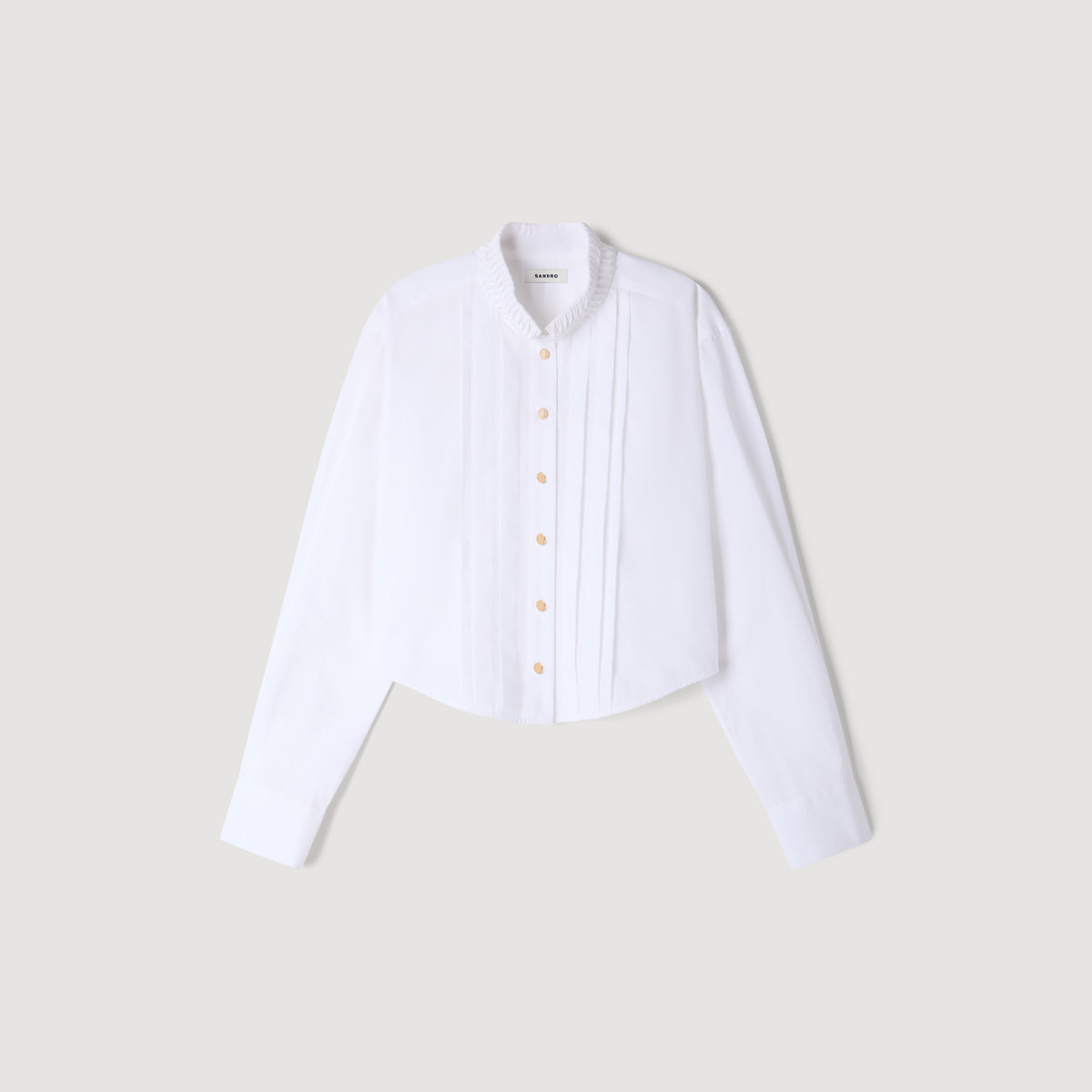 Abigail Pleated shirt with origami collar White