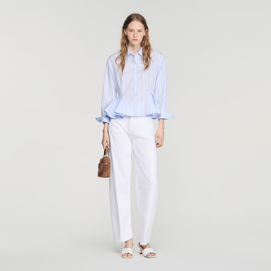 Coralya Striped peplum shirt Sky Blue