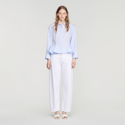 Coralya Striped peplum shirt Sky Blue