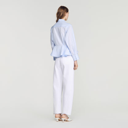 Coralya Striped peplum shirt Sky Blue