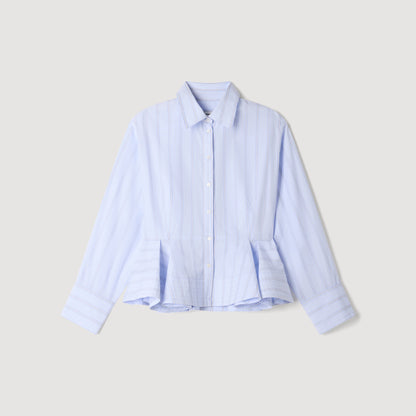 Coralya Striped peplum shirt Sky Blue