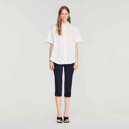 Roccalina Pleated back shirt Ecru