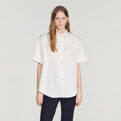 Roccalina Pleated back shirt Ecru