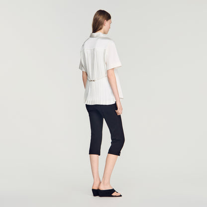 Roccalina Pleated back shirt Ecru