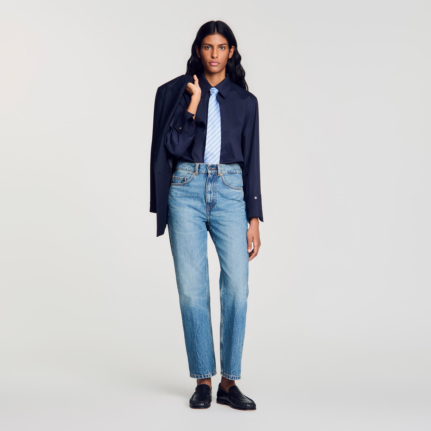 Nova Cotton shirt with wide cuffs Navy Blue