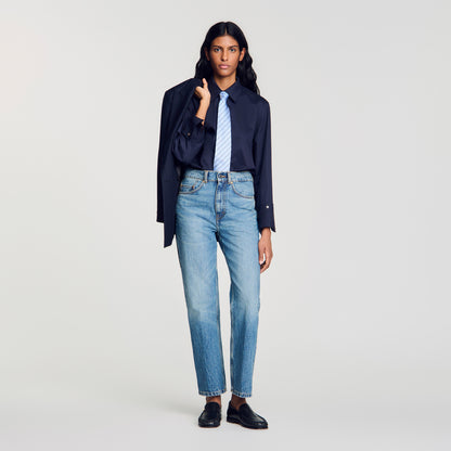Nova Cotton shirt with wide cuffs Navy Blue