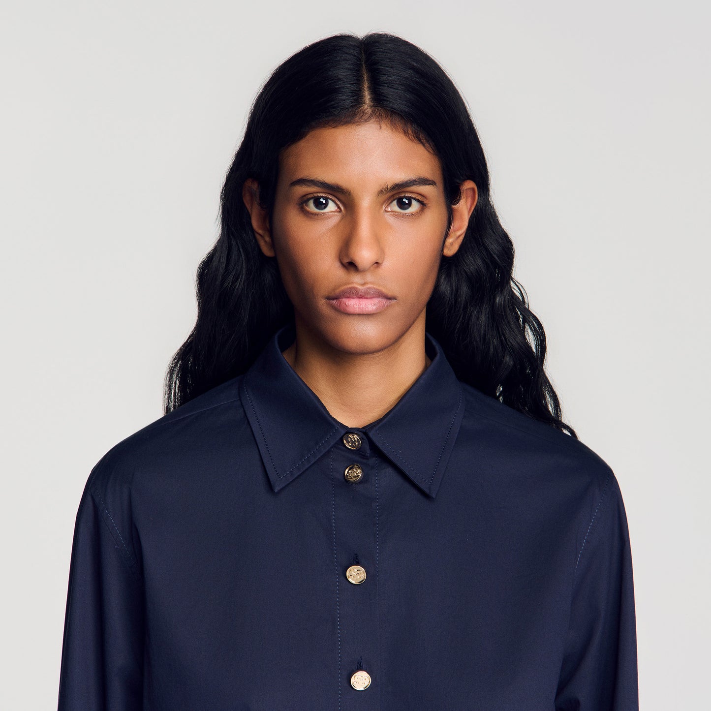 Nova Cotton shirt with wide cuffs Navy Blue