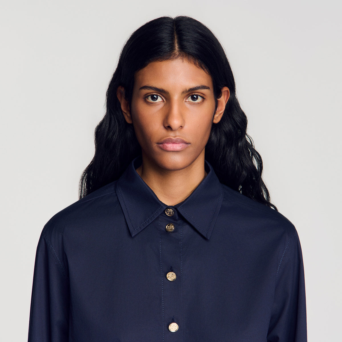 Nova Cotton shirt with wide cuffs Navy Blue