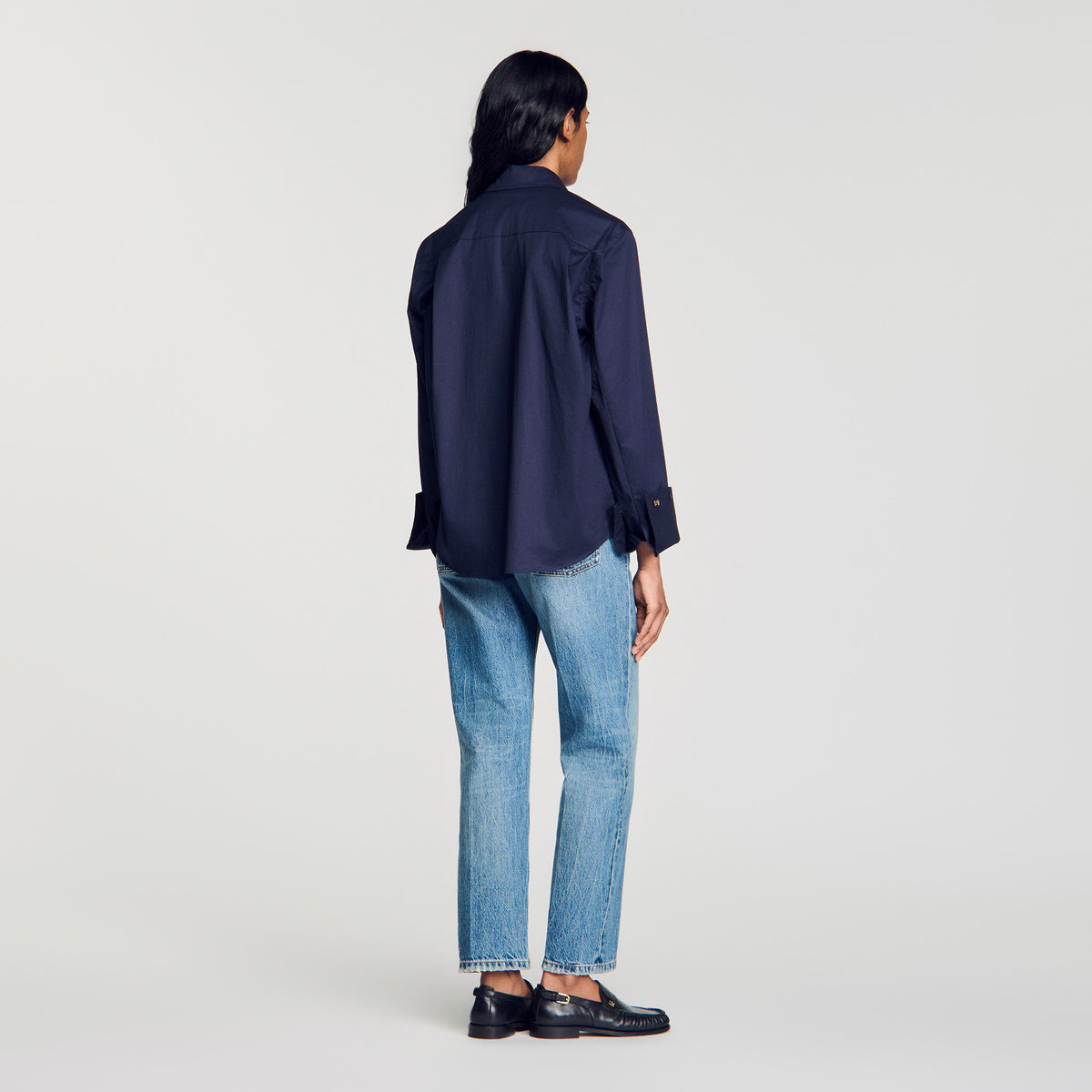 Nova Cotton shirt with wide cuffs Navy Blue
