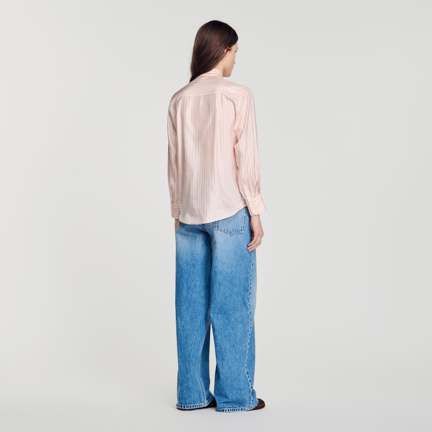 Miraluna Striped tie-neck shirt Light Pink