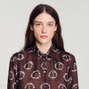 Salinara Floral print silk shirt Brown