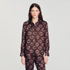 Salinara Floral print silk shirt Brown