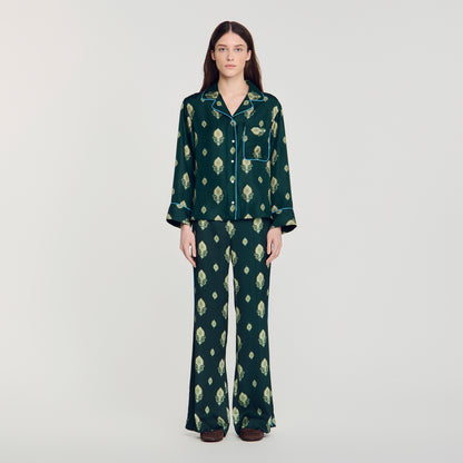 Paprika Paisley print pyjama shirt Green