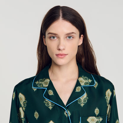 Paprika Paisley print pyjama shirt Green