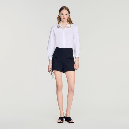 Ema Jewel collar shirt White