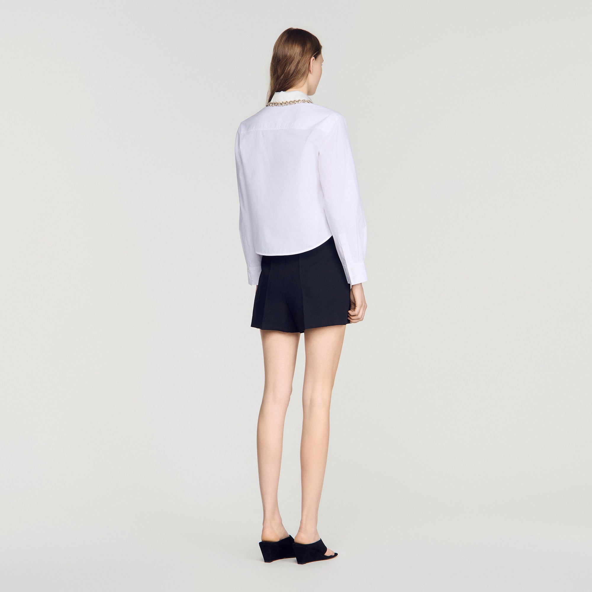 Ema Jewel collar shirt White
