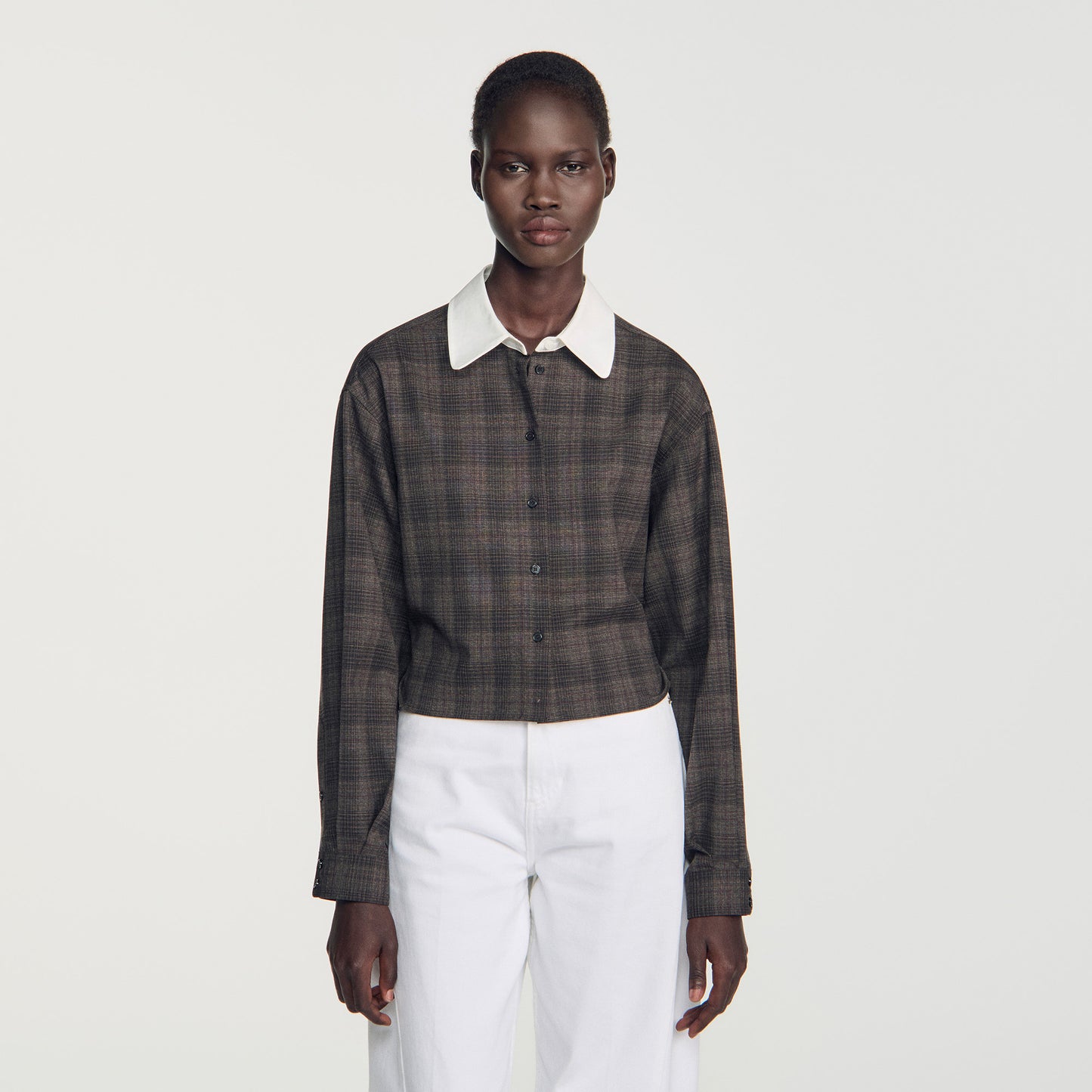 Dakota Check shirt with contrast collar Dark Grey