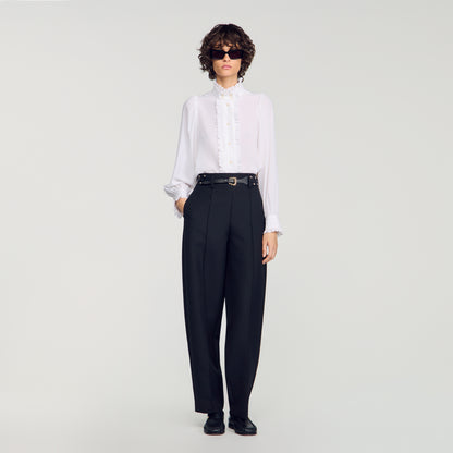 Hortense Silk shirt with gathered collar White