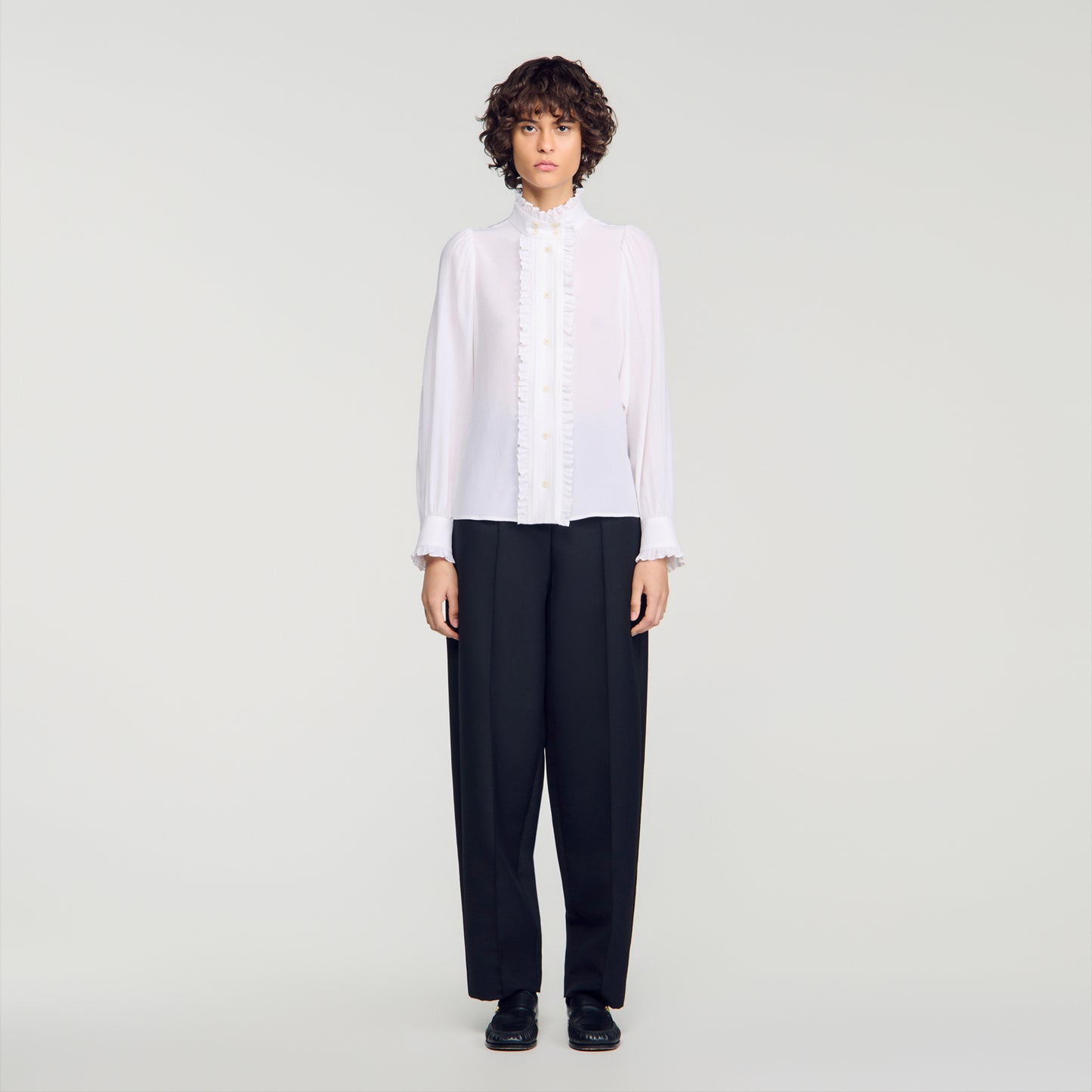 Hortense Silk shirt with gathered collar White