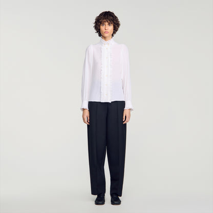 Hortense Silk shirt with gathered collar White