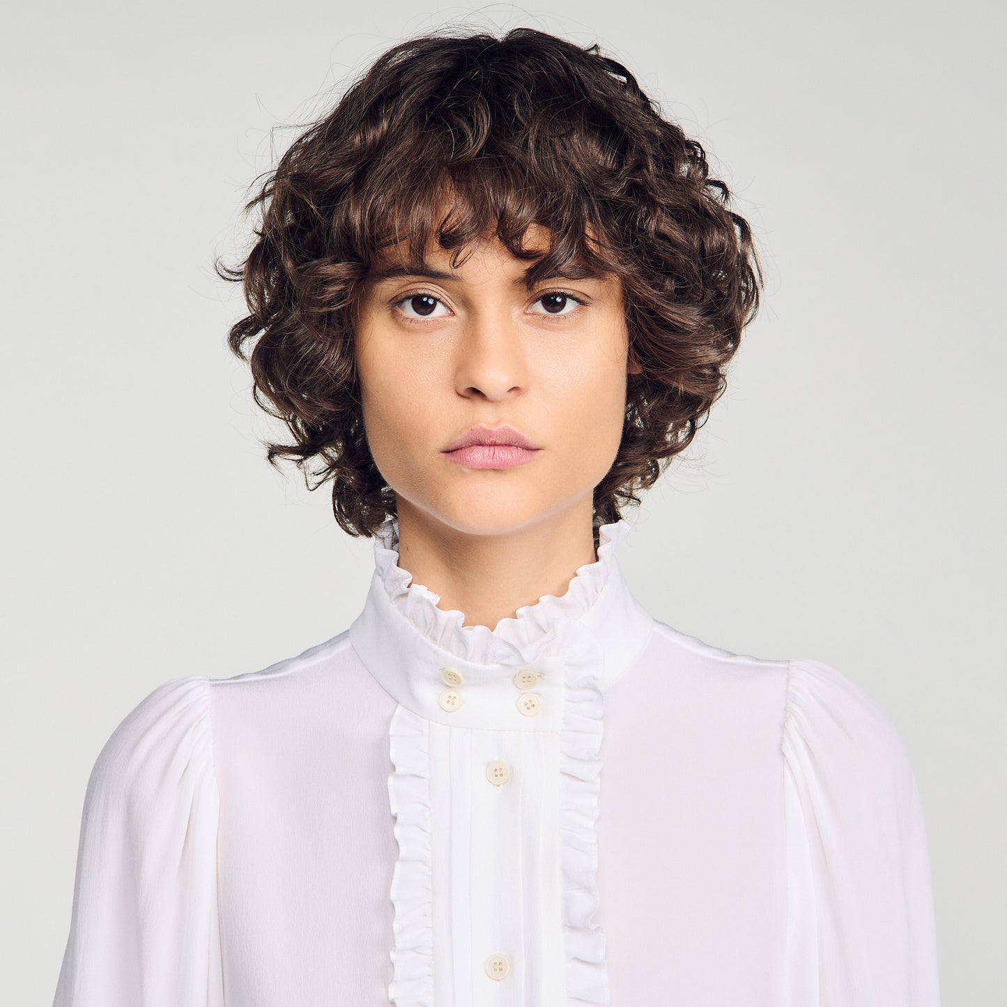 Hortense Silk shirt with gathered collar White