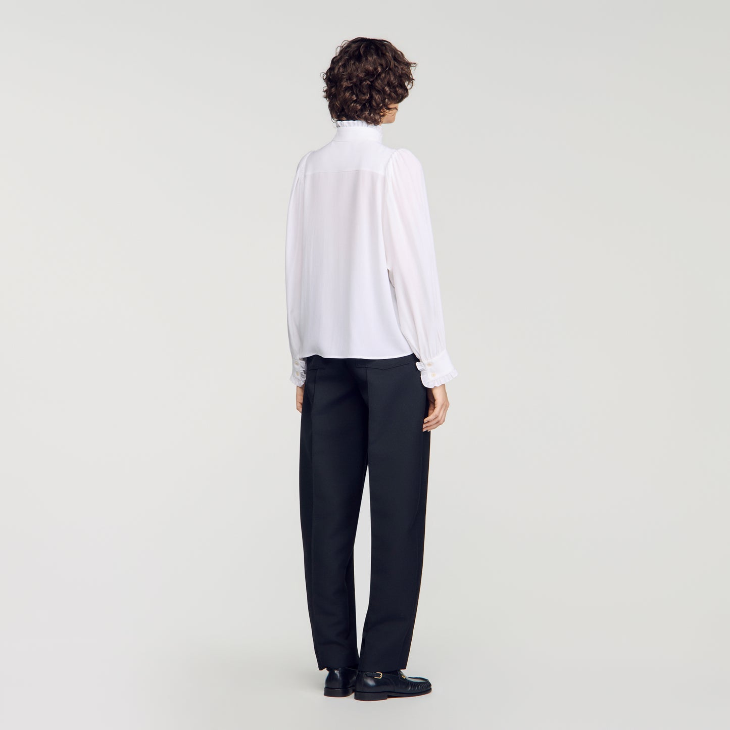 Hortense Silk shirt with gathered collar White