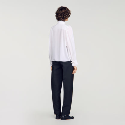 Hortense Silk shirt with gathered collar White