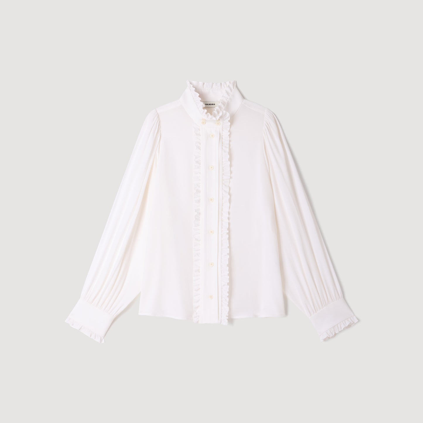 Hortense Silk shirt with gathered collar White