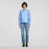 Suzanne Jewellery detail satin shirt Sky Blue