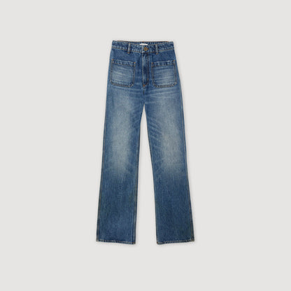 Flared Faded Jeans Blue Jeans