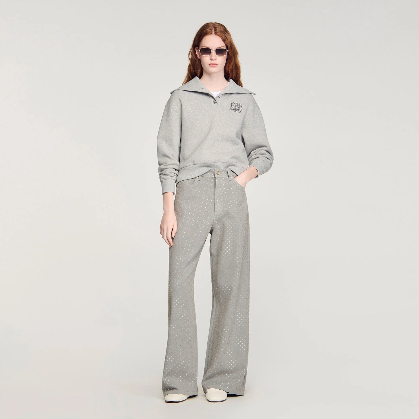 Golden Rhinestone Jeans Grey