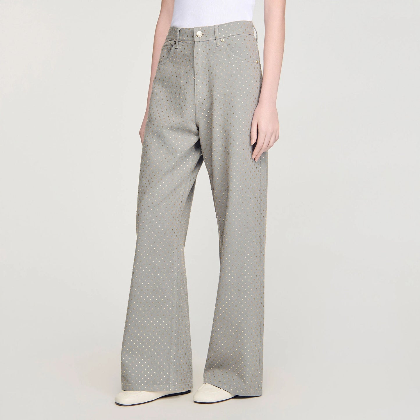 Golden Rhinestone Jeans Grey