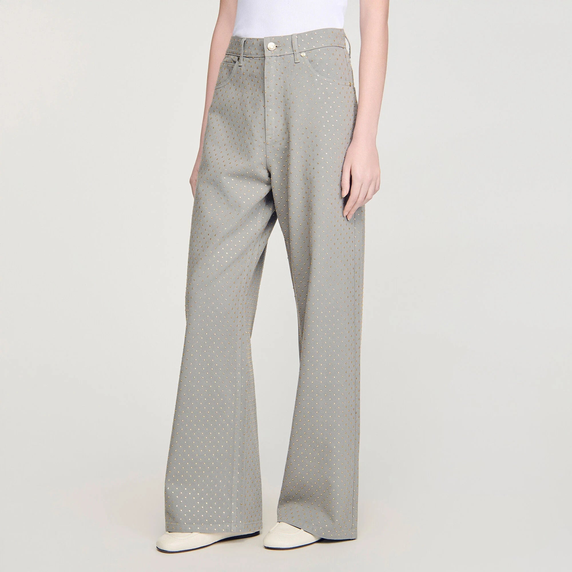 Golden Rhinestone Jeans Grey