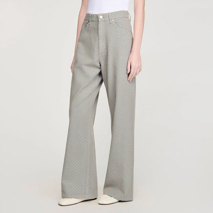 Golden Rhinestone Jeans Grey