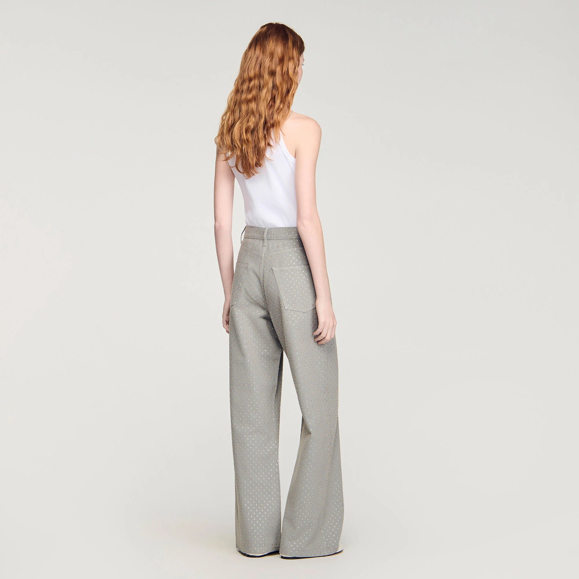 Golden Rhinestone Jeans Grey