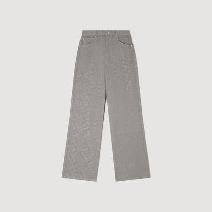 Golden Rhinestone Jeans Grey